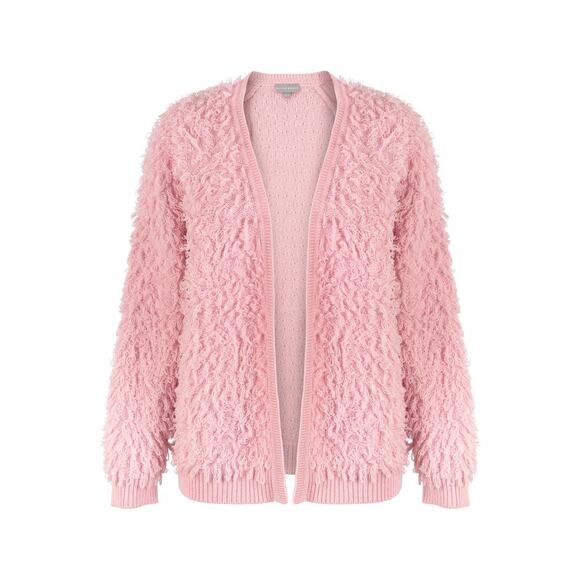 Oliver Bonas Touch Loop Pink Cardigan Valentines Day Teacher Cardigan Size 14 - Picture 2 of 14